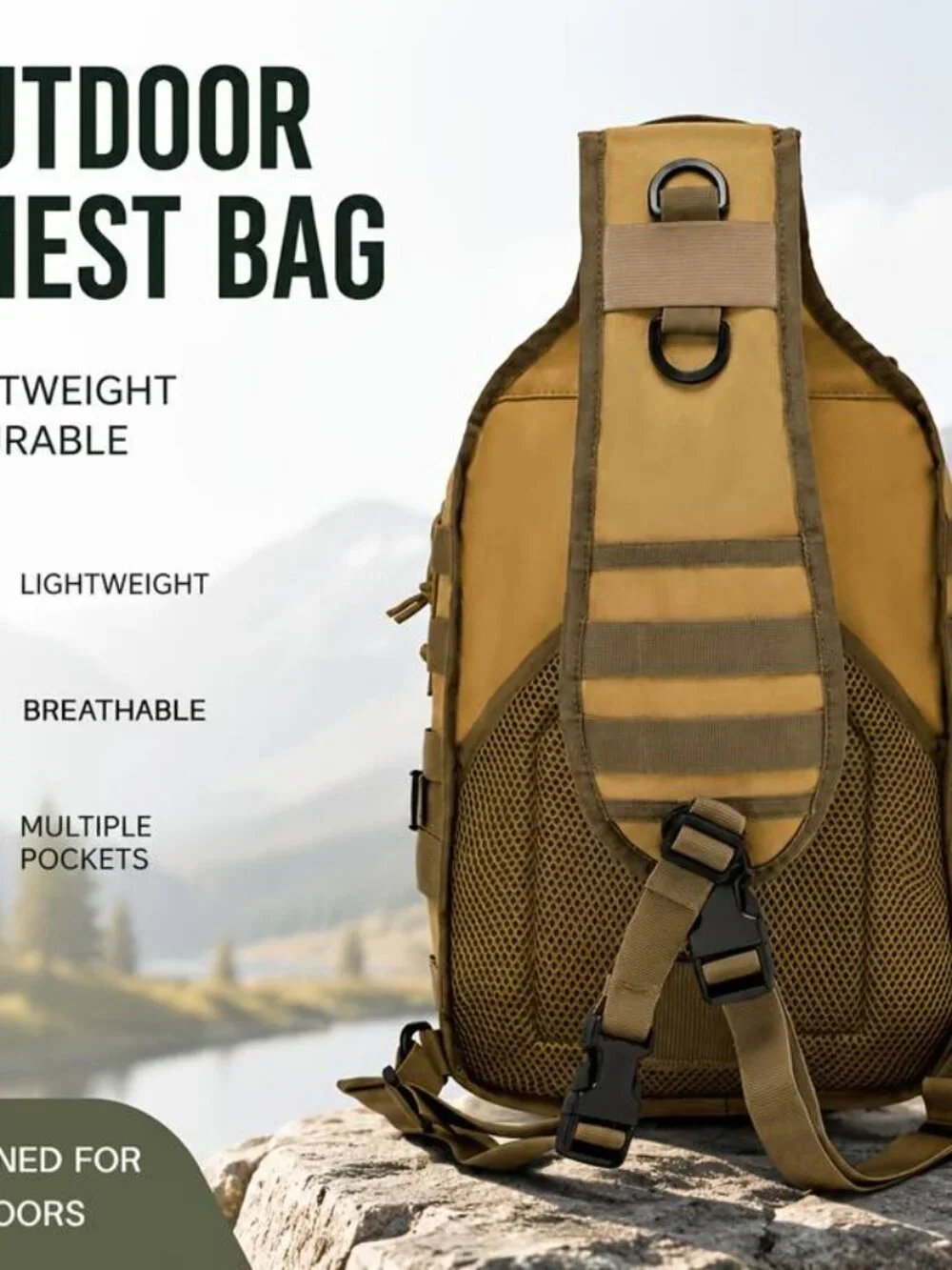 Outdoor Sling Bag Crossbody Backpack Multiple Pockets Adjustable Strap